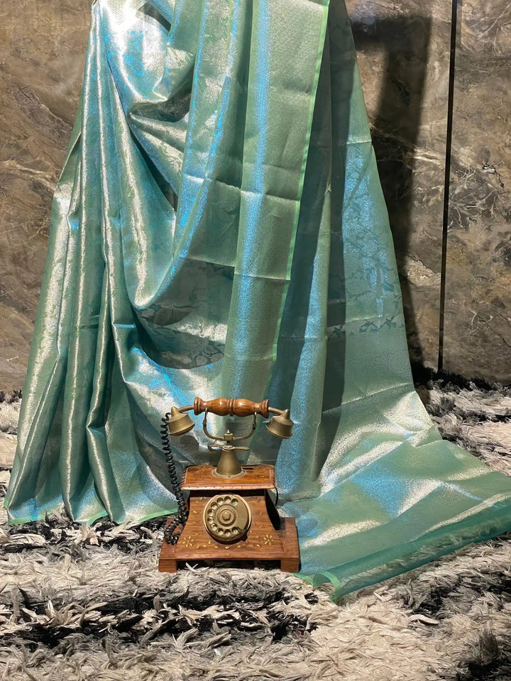 Ready To Wear Dual Shaded Glass Tissue Silk Banarasi Saree