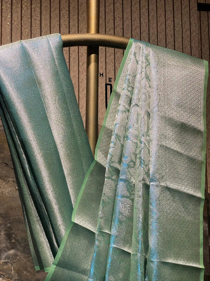 Ready To Wear Dual Shaded Glass Tissue Silk Banarasi Saree