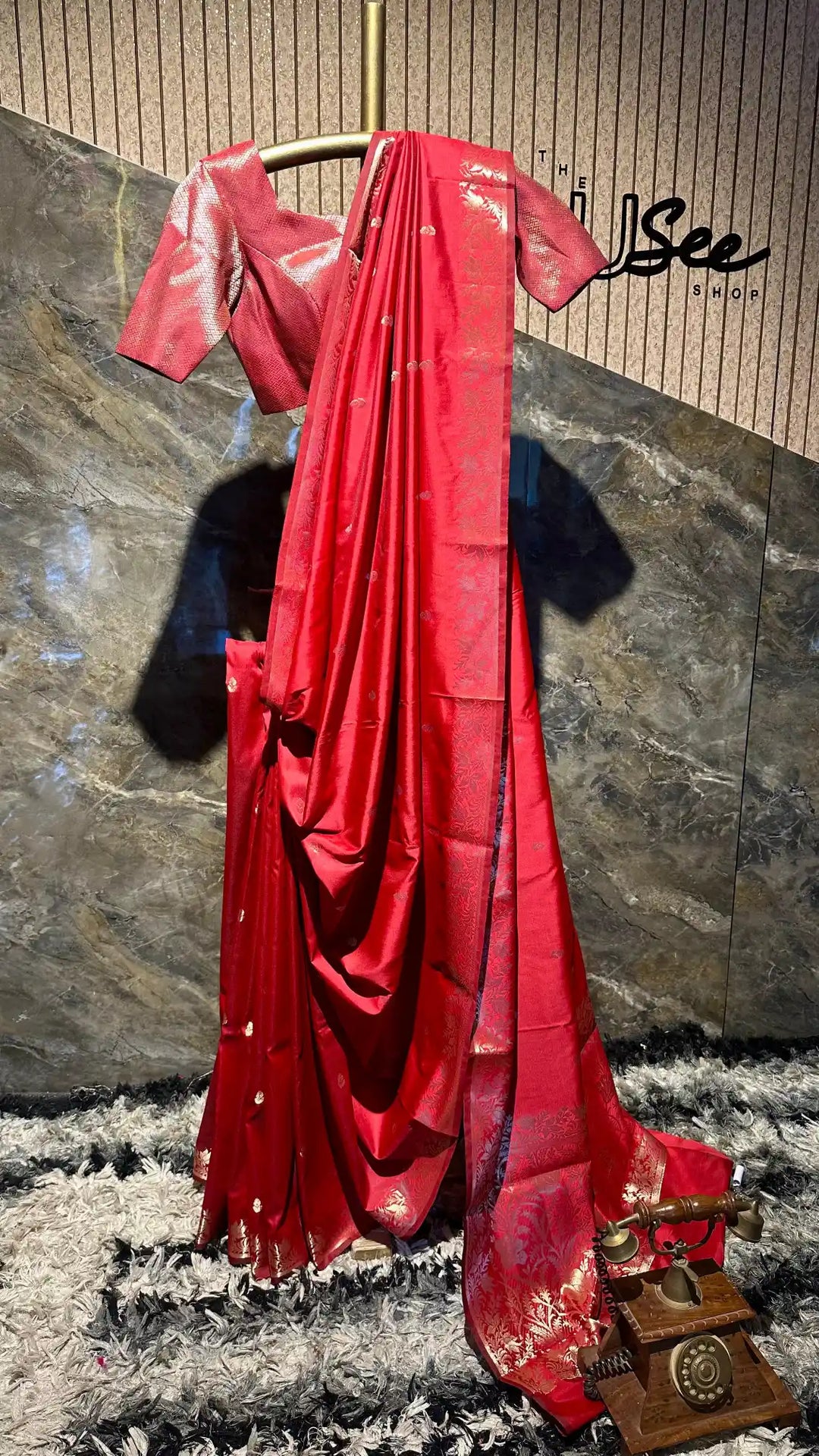 Ready To Wear Maroon Semi Katan Silk Saree