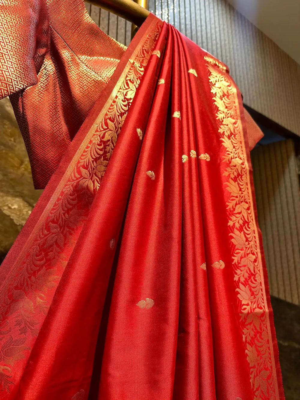 Ready To Wear Maroon Semi Katan Silk Saree