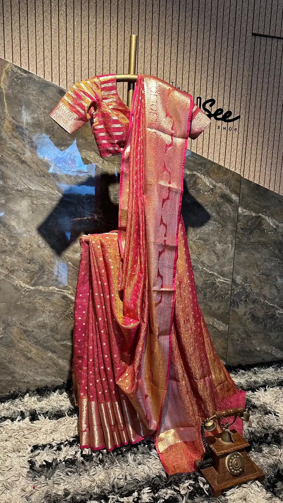 Ready To Wear Rusted Crush Tissue Silk Saree