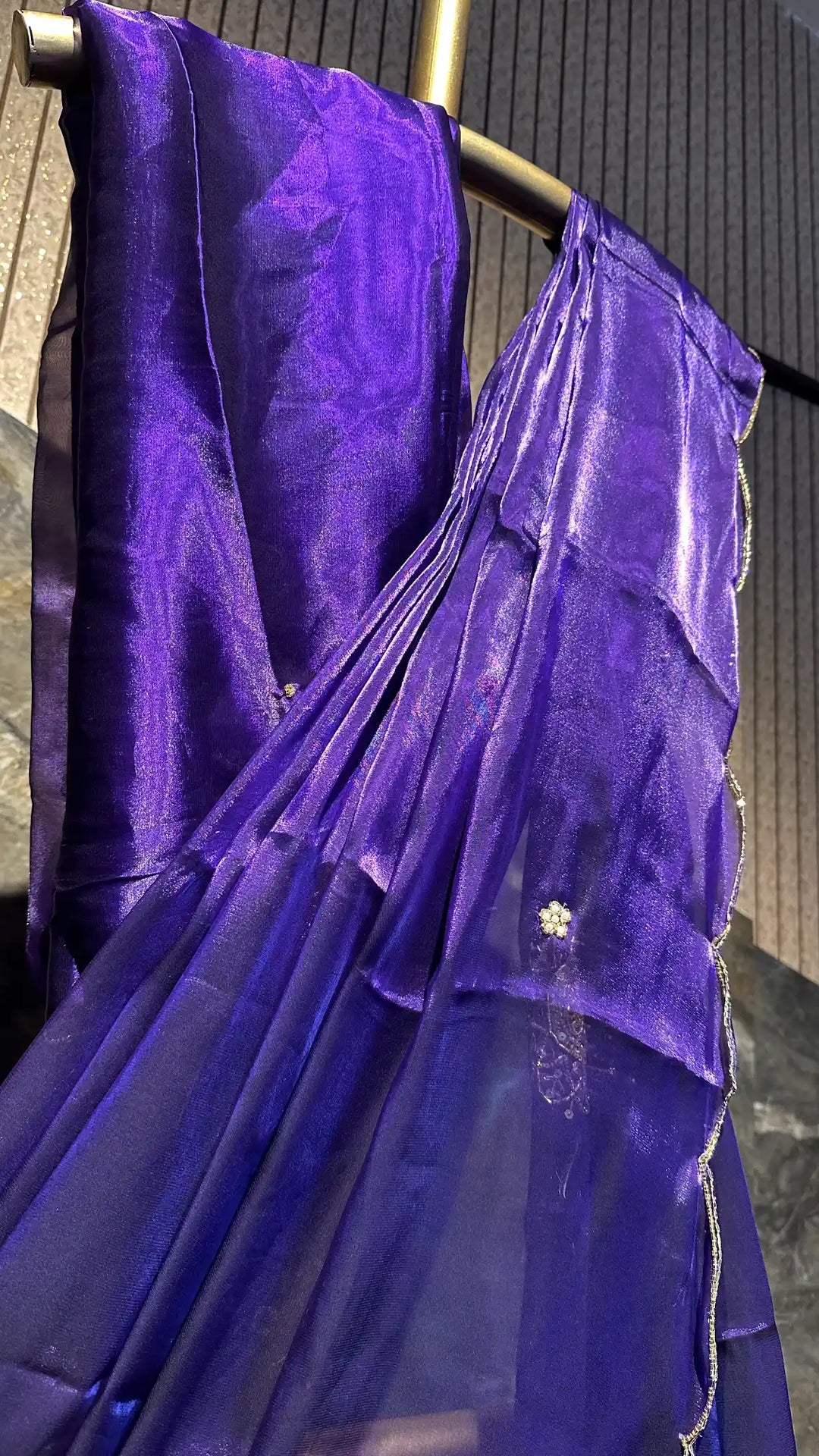 Ready To Wear Shimmery Tissue Handwork Saree