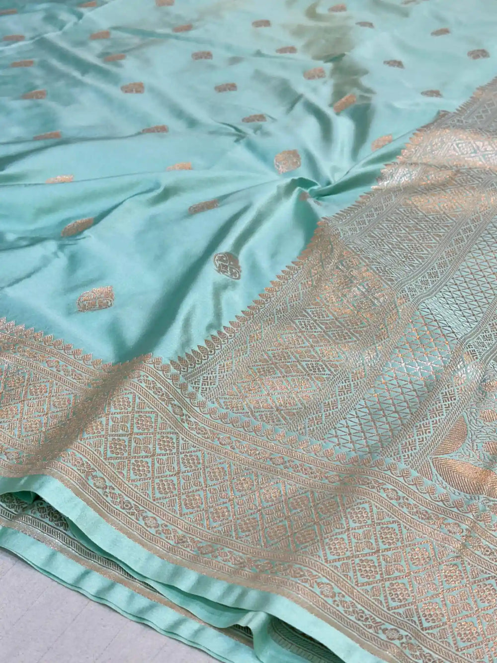 Sea Green Premium Mashru Katan Saree