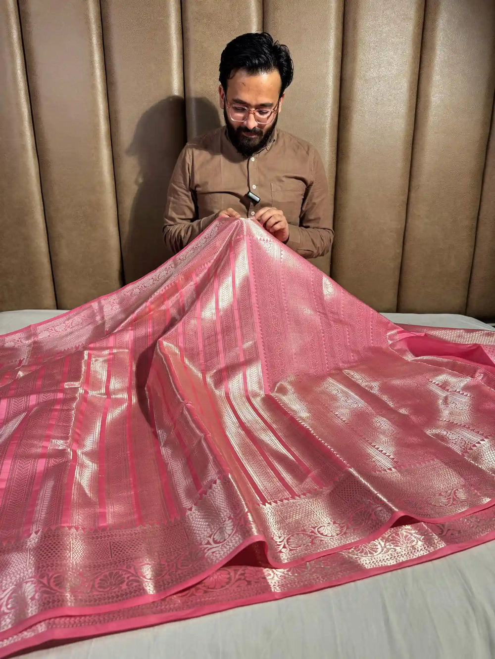 Sreeleela Mam Inspired Katan Tissue Silk Saree with Rich Pallu and Blouse