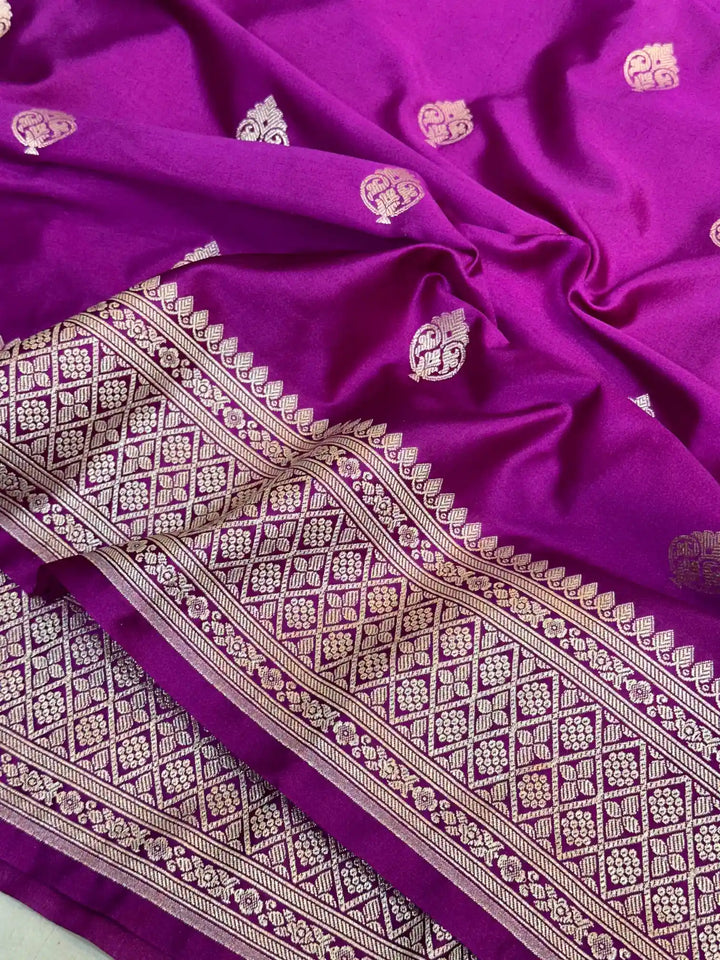 Subtle Majenta Premium Mashru Katan Saree