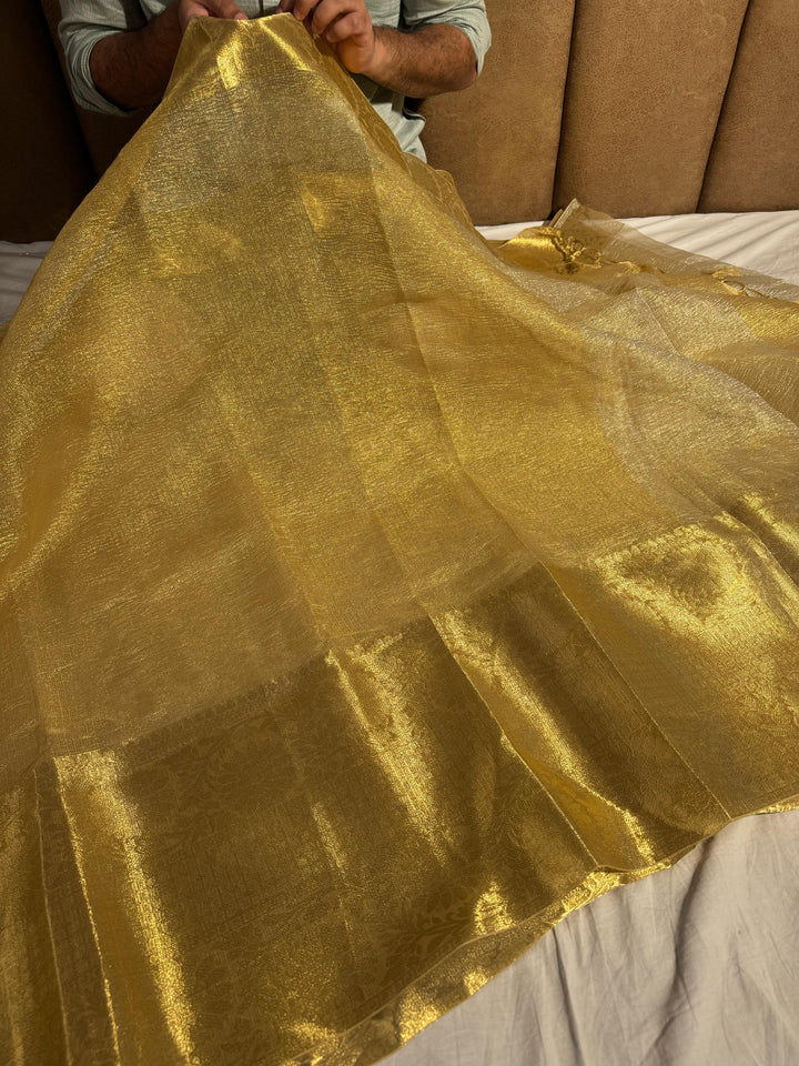Tissue Kota Crush Saree with Zari Pallu