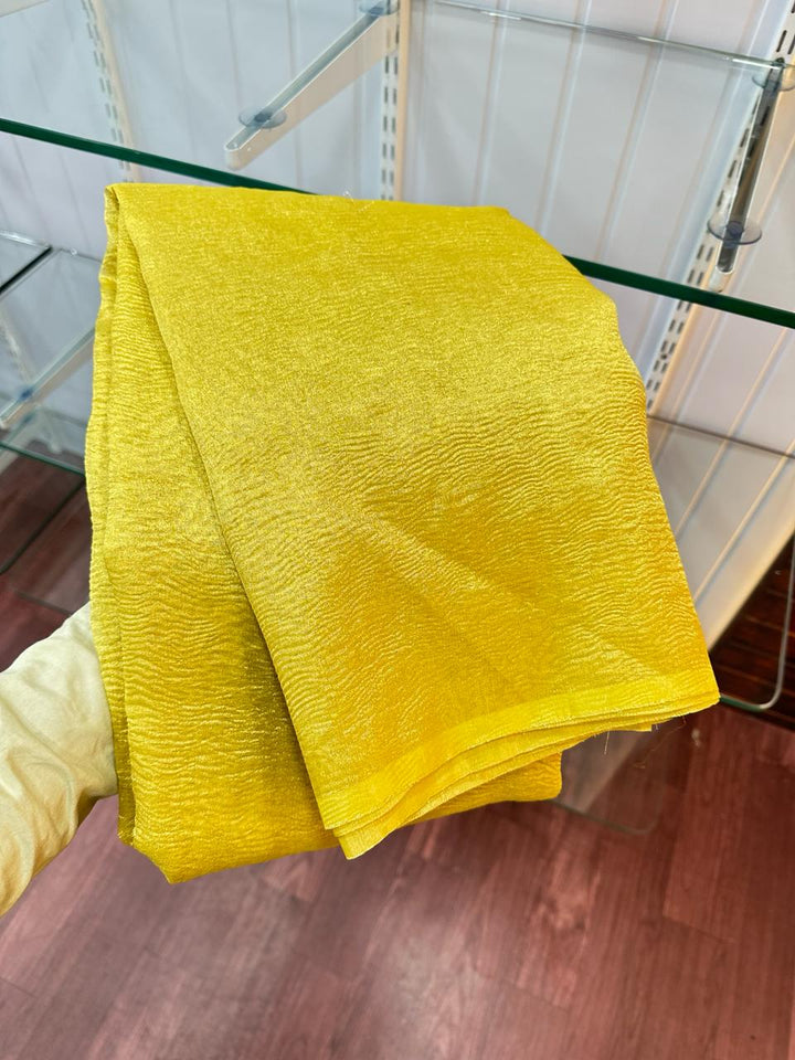 Beautiful Yellow Colour Crush Tissue Saree