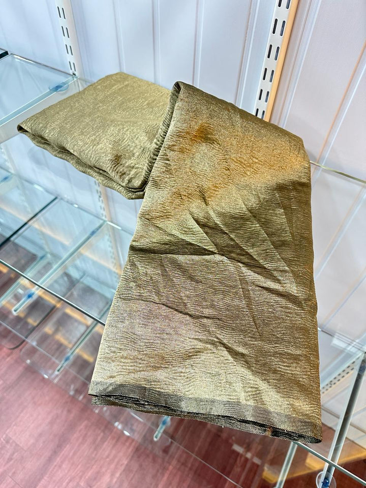 Ash Grey Crush Tissue Silk Banarasi Saree