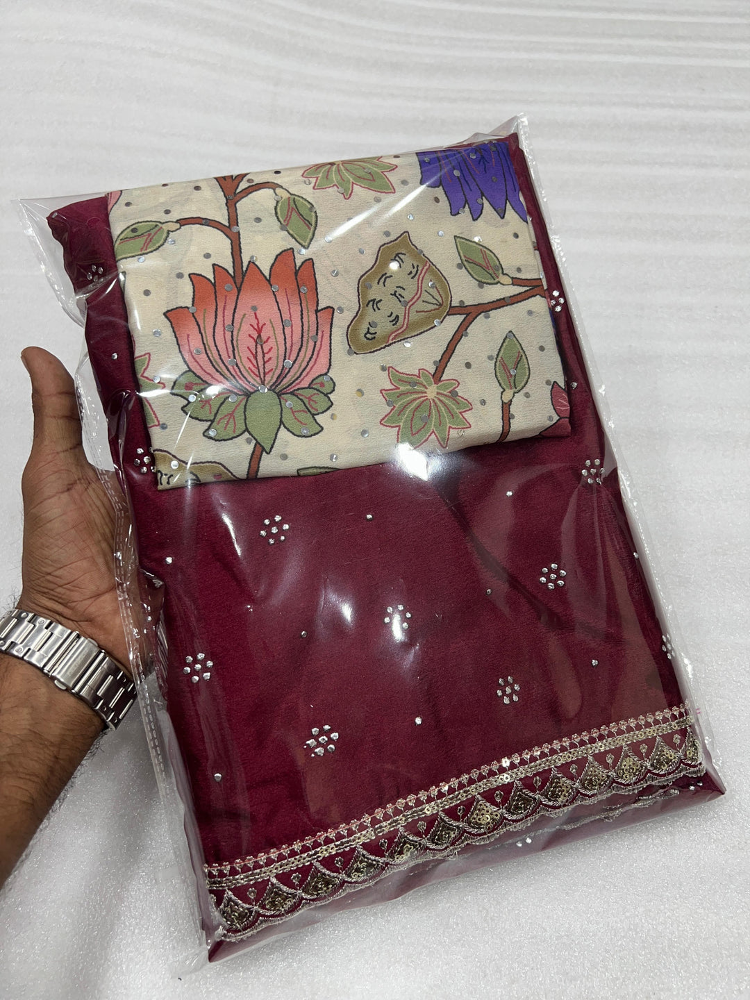 Georgette silk with lace work and premium pichwai blouse