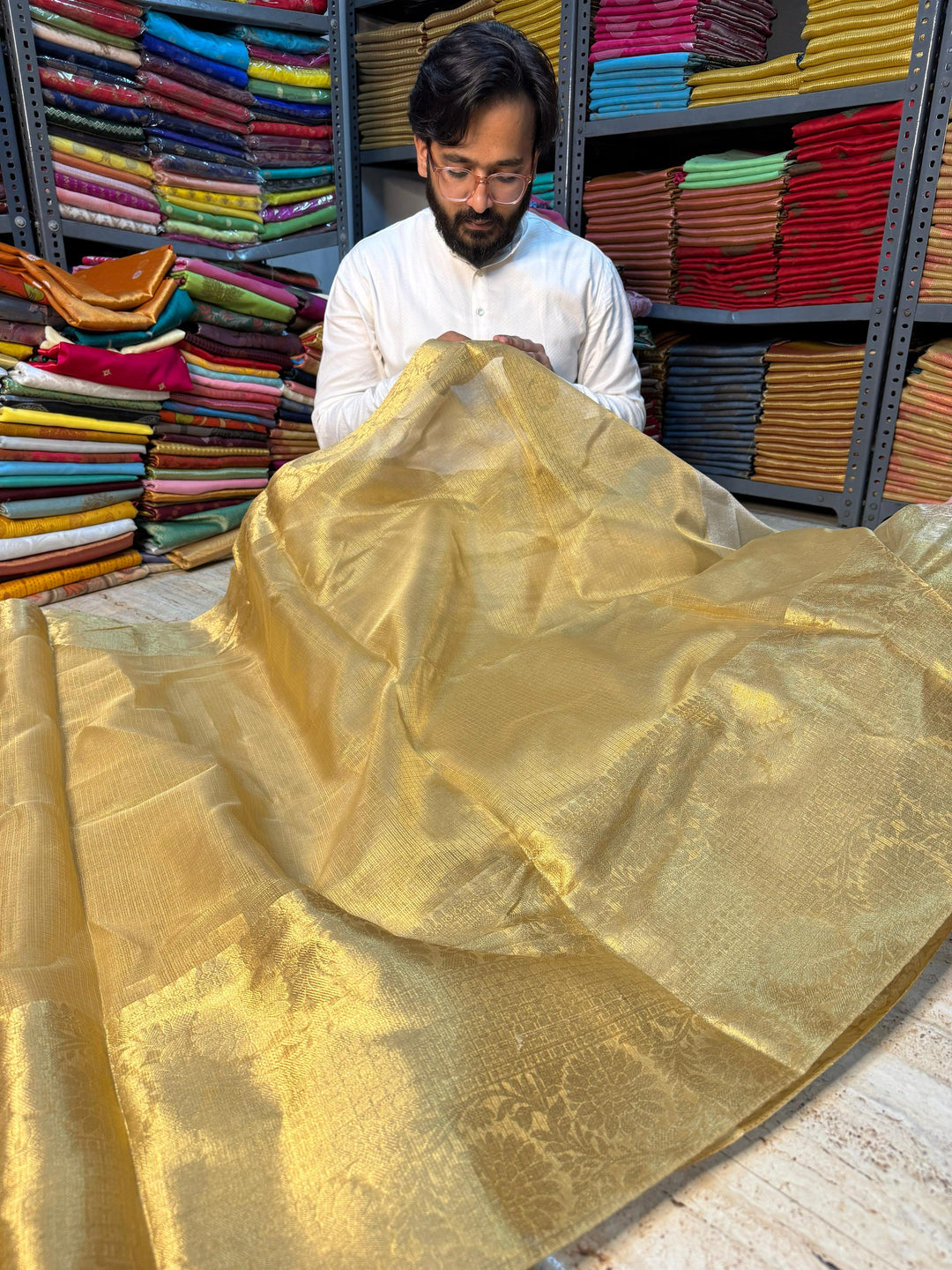 Kota Checks Tissue Banarasi Saree