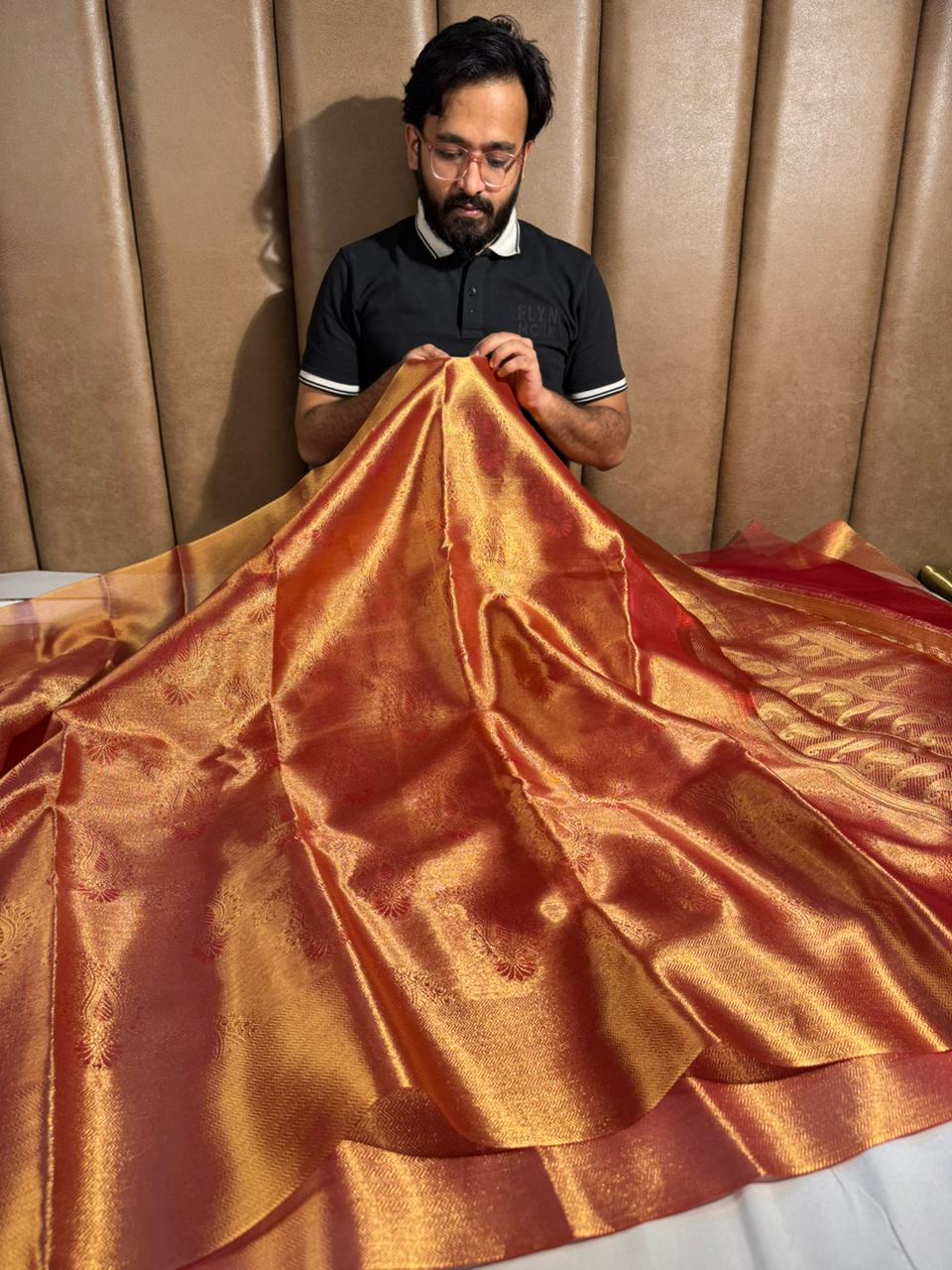 Irfan bhai ki rekha mam inspired kanjivaram tissue silk saree with rich pallu and blouse