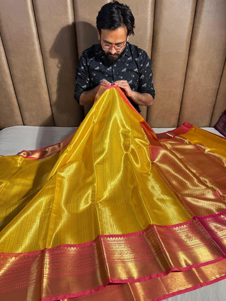 Premium kanjivaram tissue silk saree with rich pallu and blouse