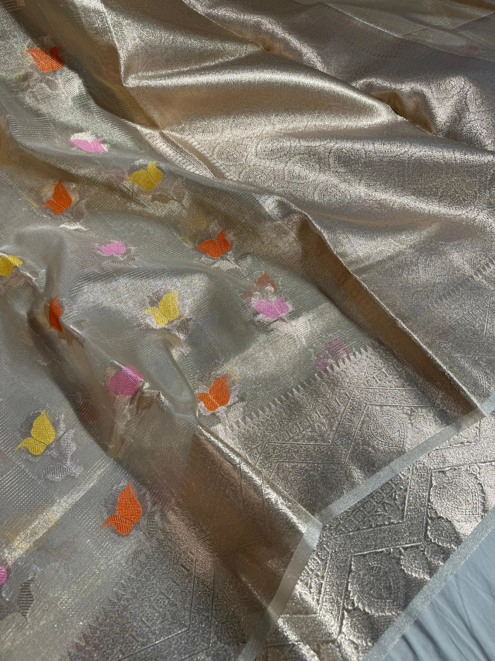 premium water zari tissue silk saree with rich pallu and blouse