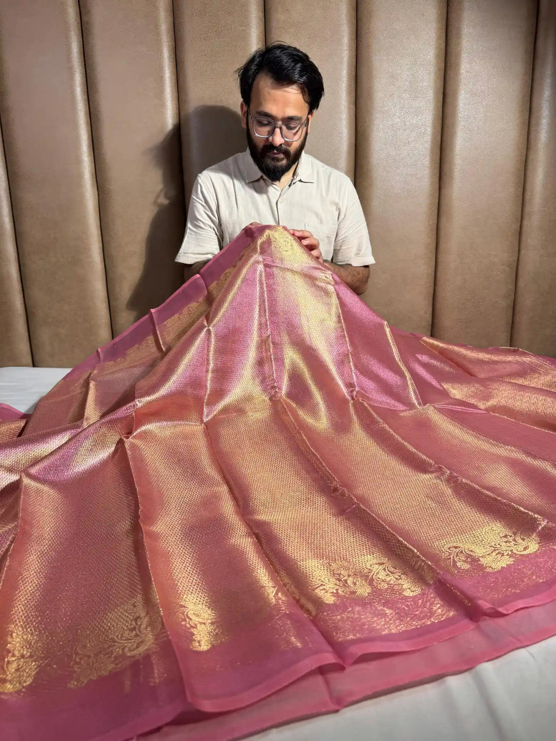 rani pink kanjivaram brocade tissue silk saree