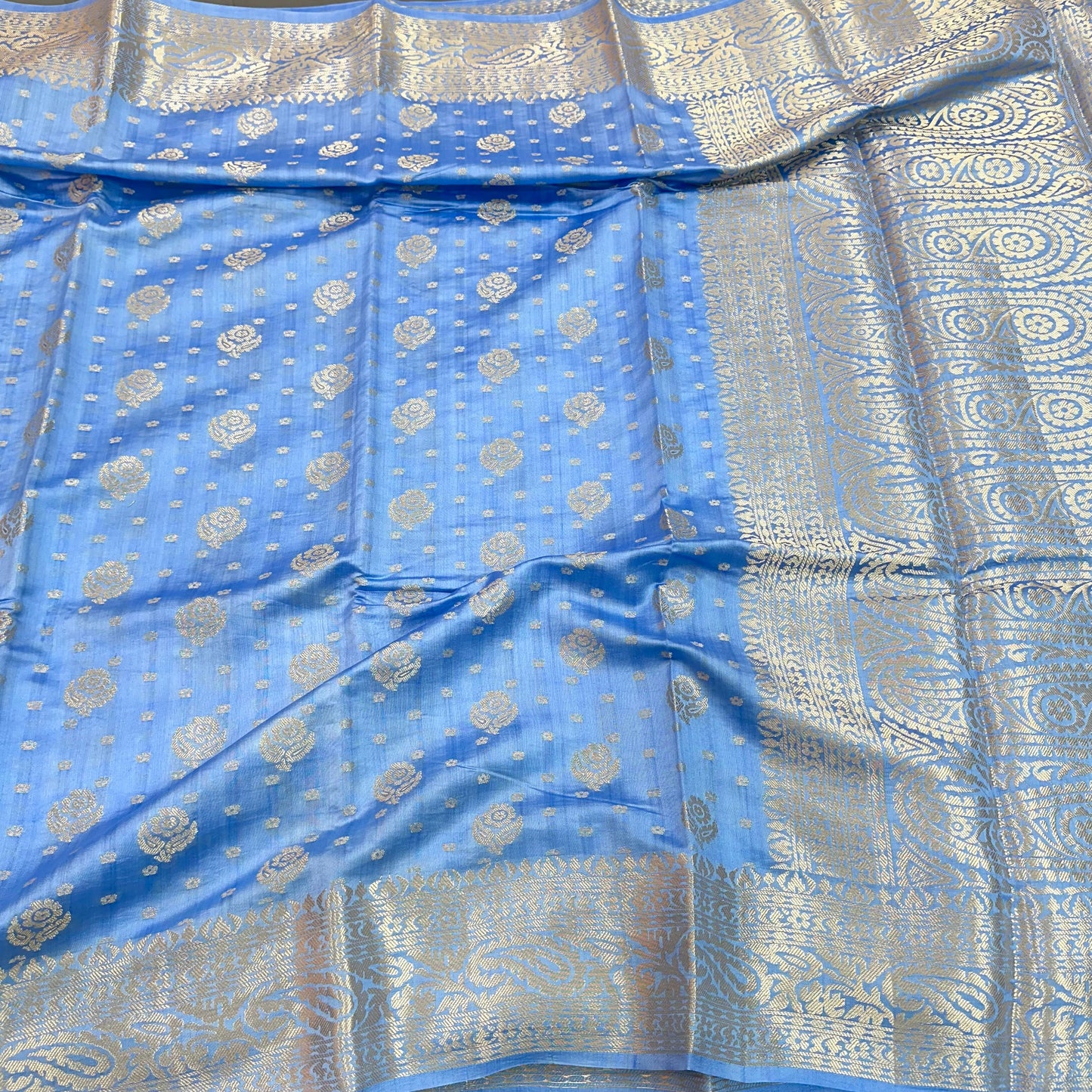 Powder Blue Shade Chiniya Silk Saree