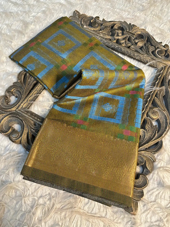 Kota Checks Cotton Banarasi Saree