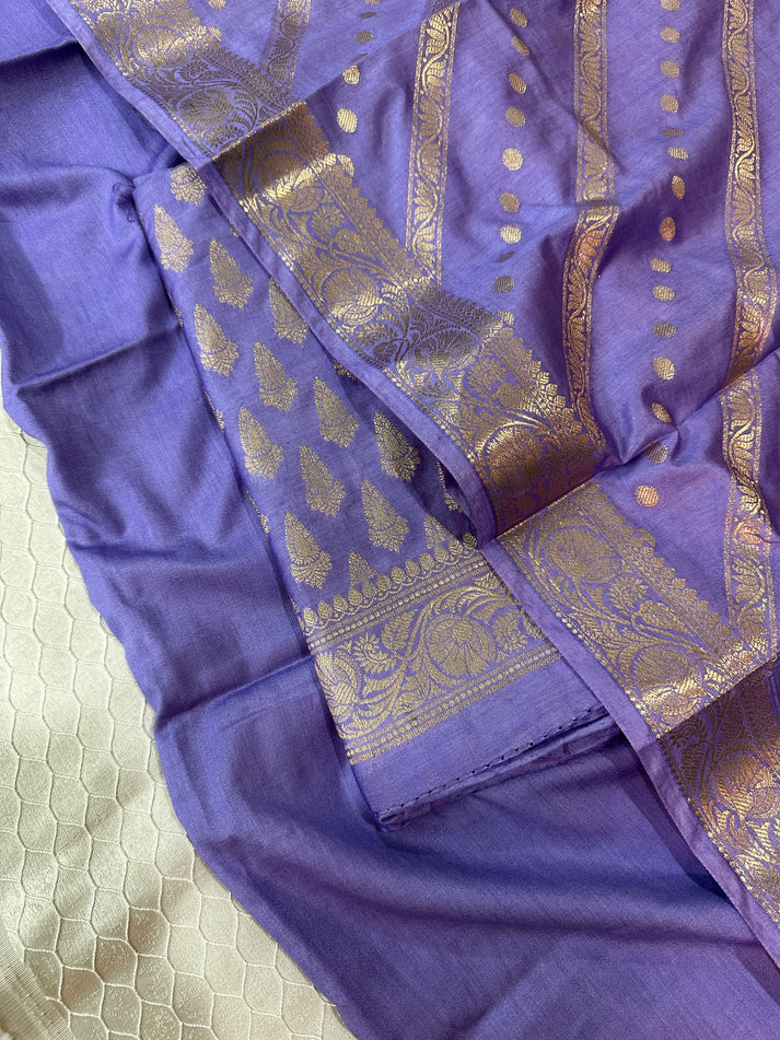 Lavender Shade Banarasi Faux Georgette Suit