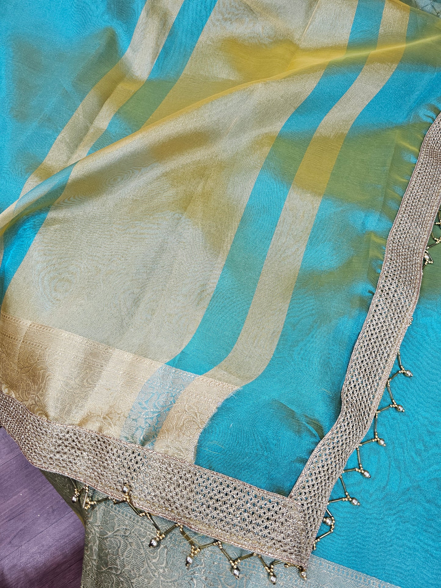 Noor-E-Banaras Edition Premium Tissue Silk Saree with classy lace work