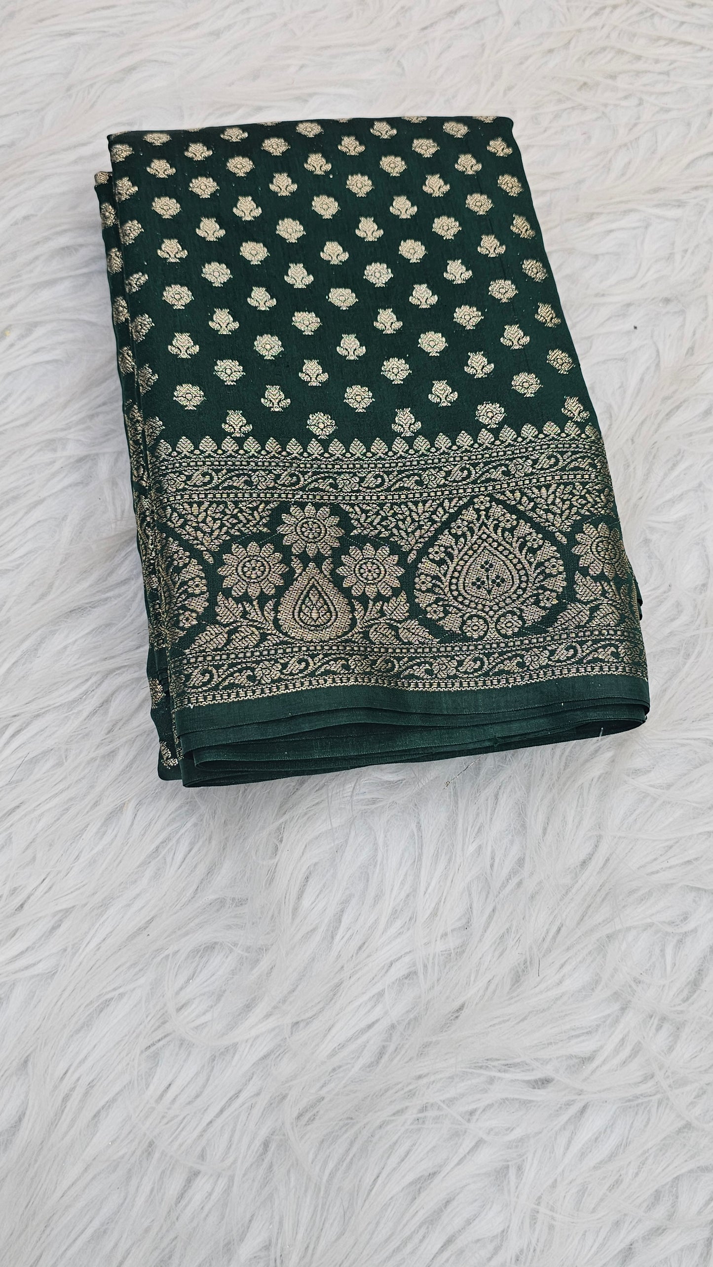 Bottle green Colour Soft Silk Khaddi Buti Silk Saree