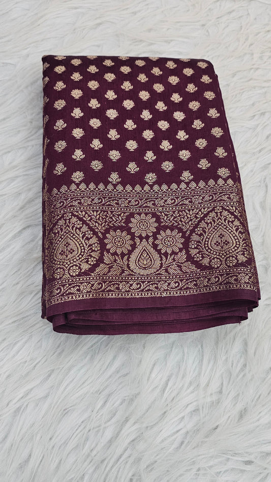 Brown Colour Soft Silk Khaddi Buti Silk Saree