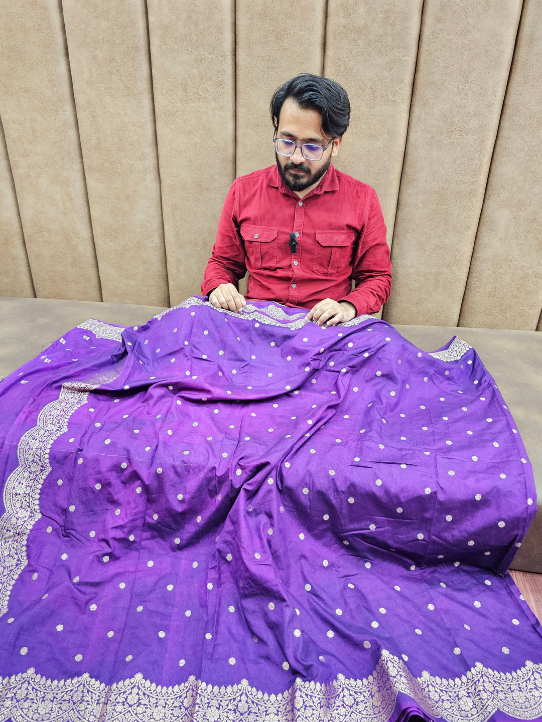 Purple Colour Soft warm Silk Khaddi Buti Silk Saree