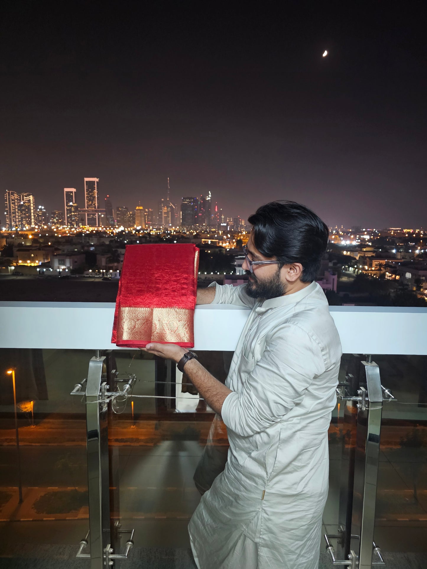 Blood red Colour Crush Tissue Saree