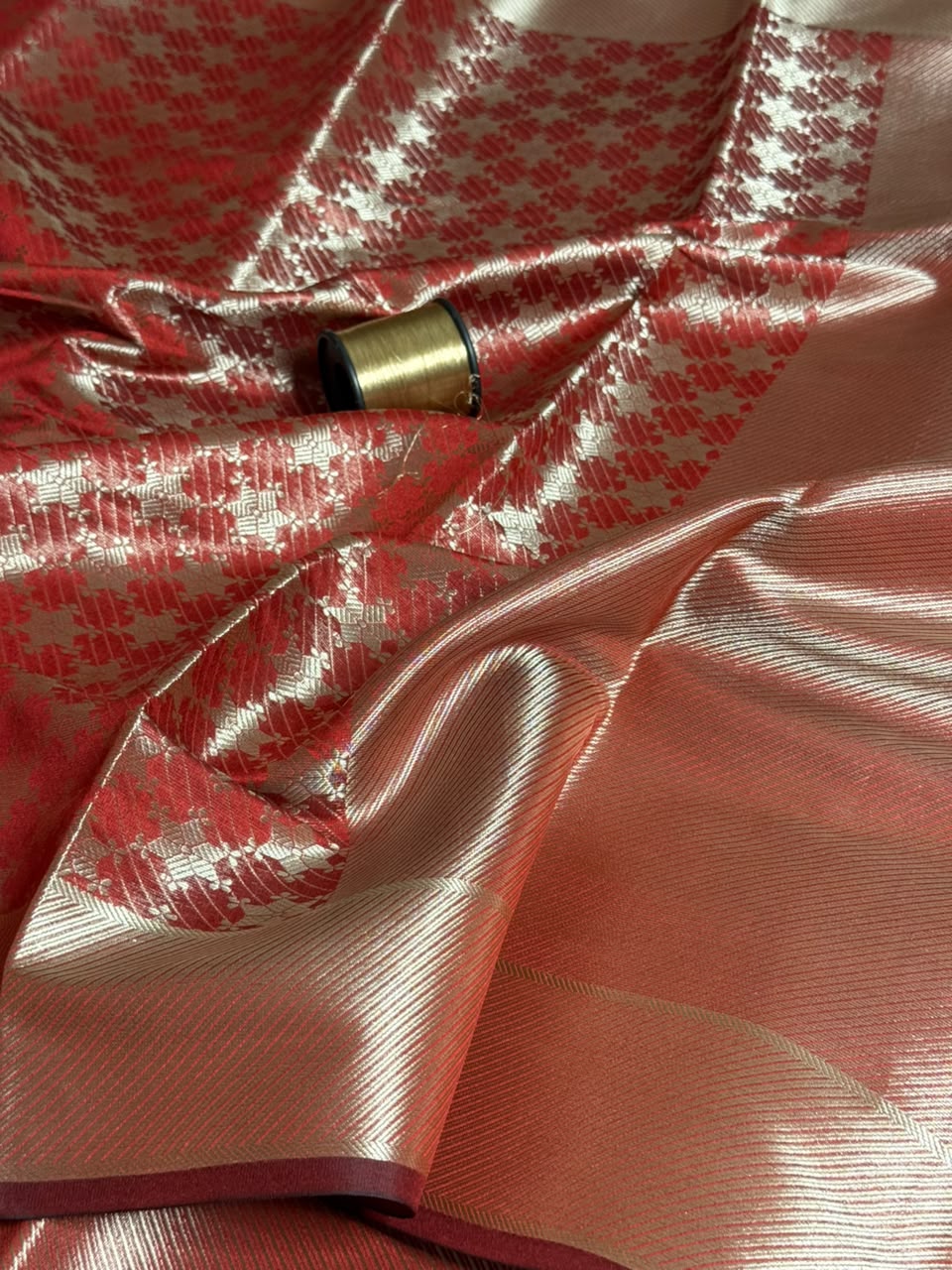 Bright Red Brocade Softsilk Banarasi Saree