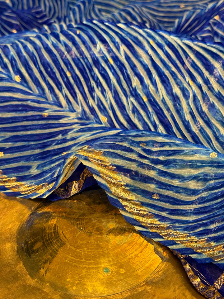 Arashi Shades of Blue Pure Kora Silk Saree