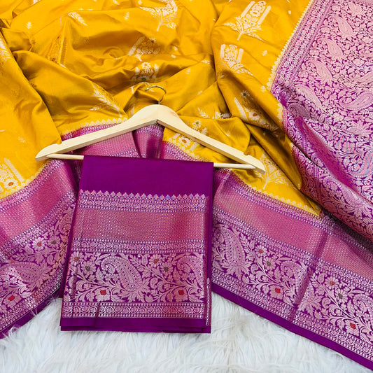 Dark Mustard Chinia Silk Banarasi Saree