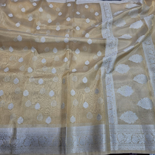 Celebrity Inspired Gold Tissue Saree