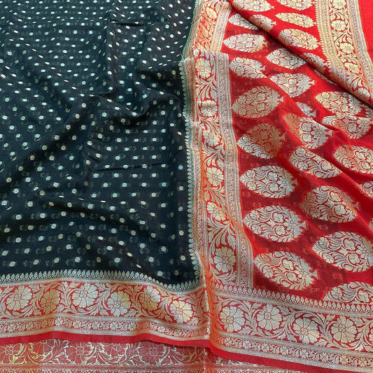 Khaddi Georgette Hazara Booti Saree