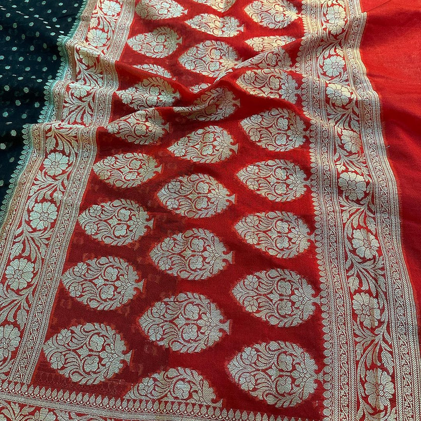 Khaddi Georgette Hazara Booti Saree