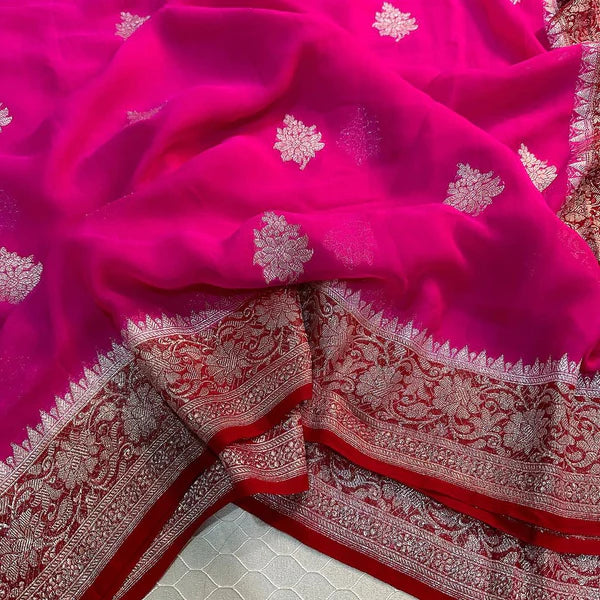 Shiffon Khaddi Banarasi Saree – Unique Threads Sarees