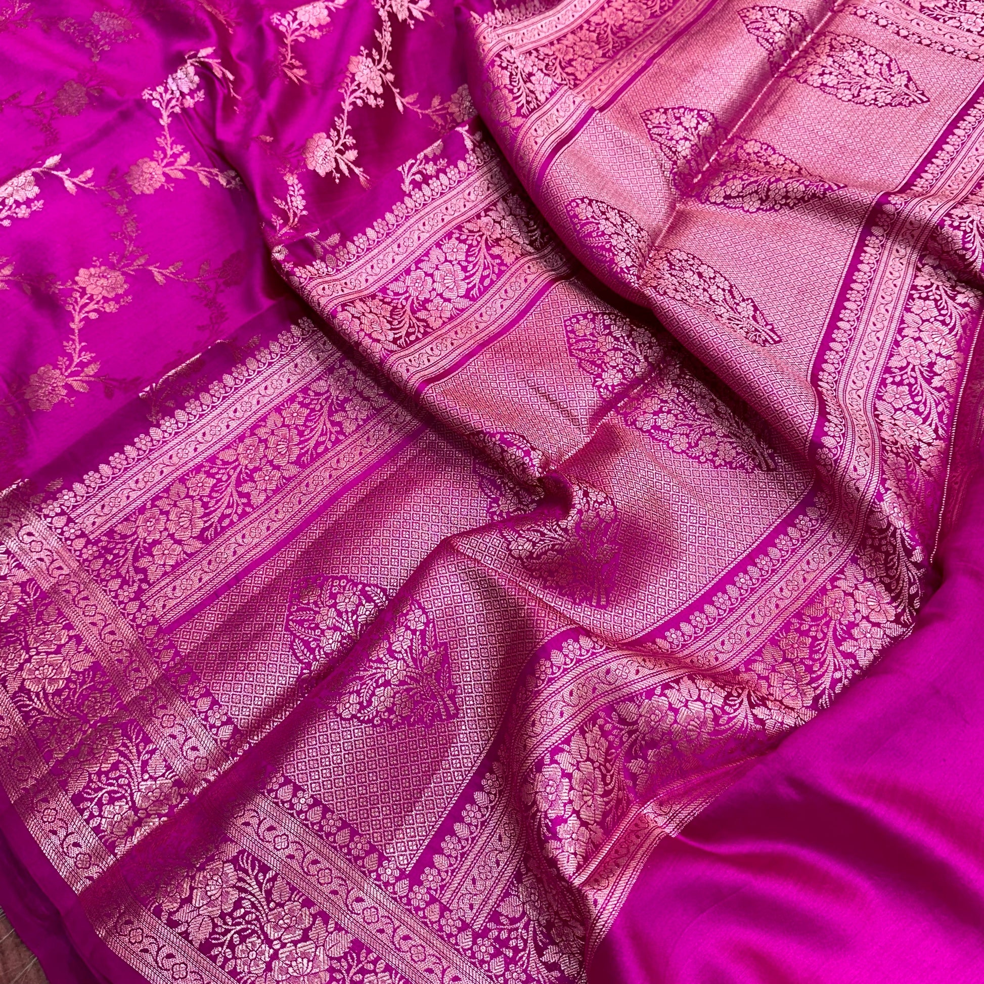 Dark Rani Pure Chiniya Silk Saree