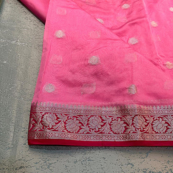 Baby Pink Semi Georgette Saree