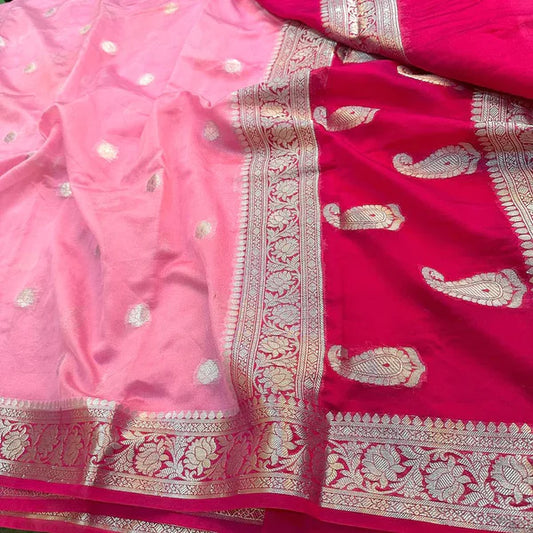 Baby Pink Semi Georgette Saree