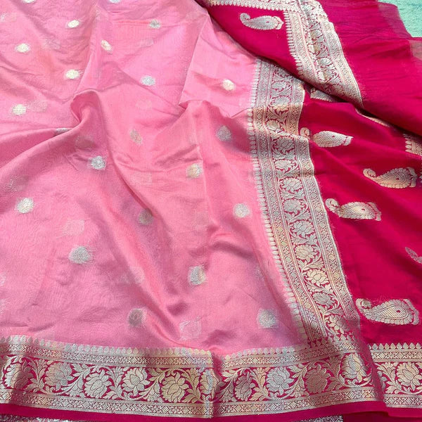 Baby Pink Semi Georgette Saree