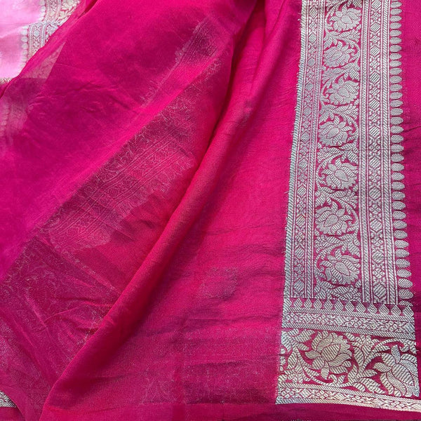 Baby Pink Semi Georgette Saree