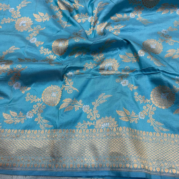 Light Blue Pure Katan Silk Saree