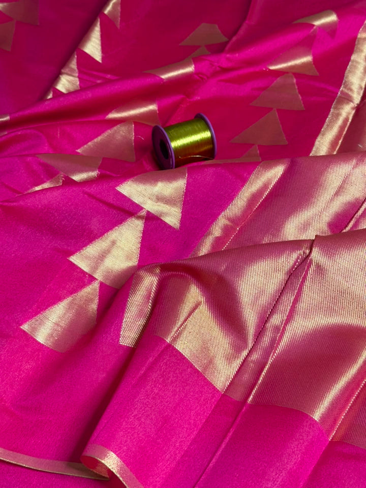 Rani Pink Temple Buta Softsilk Banarasi Saree