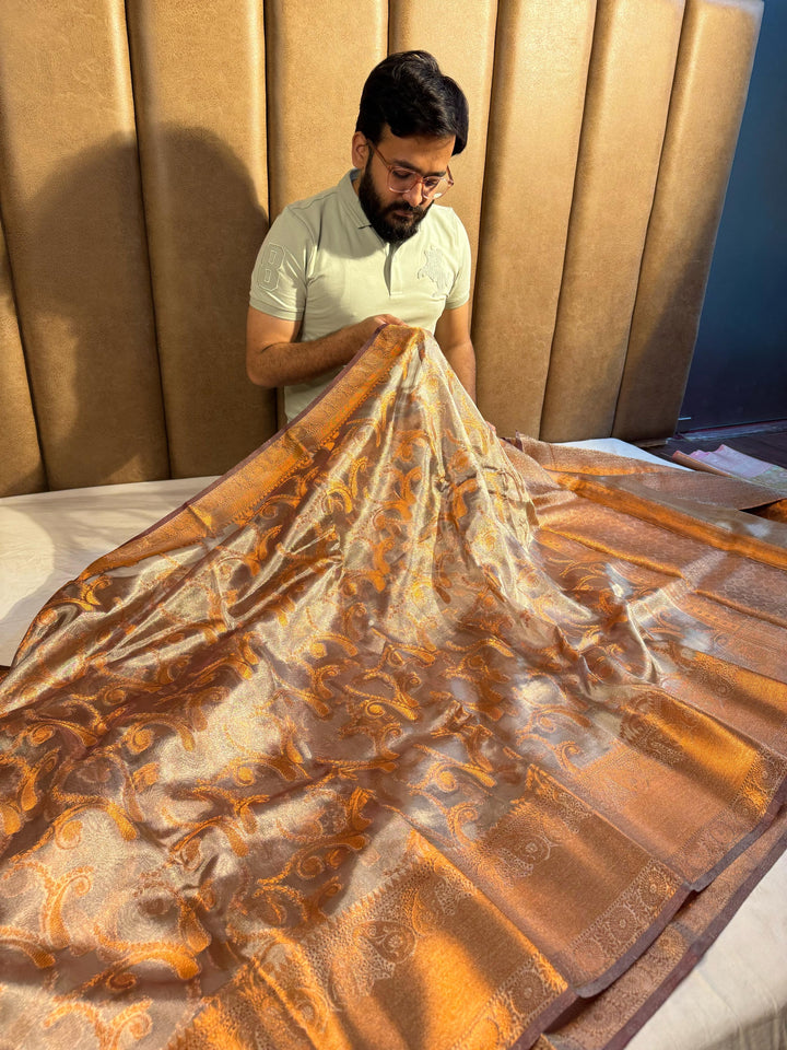 Copper Tissue Silk Saree