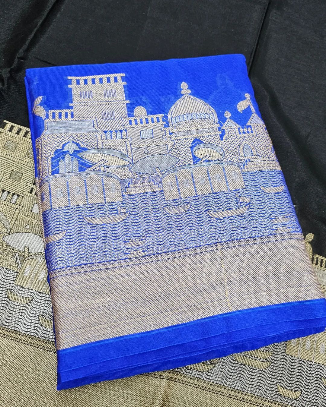 Royal blue Soft banarasi georgette silk saree