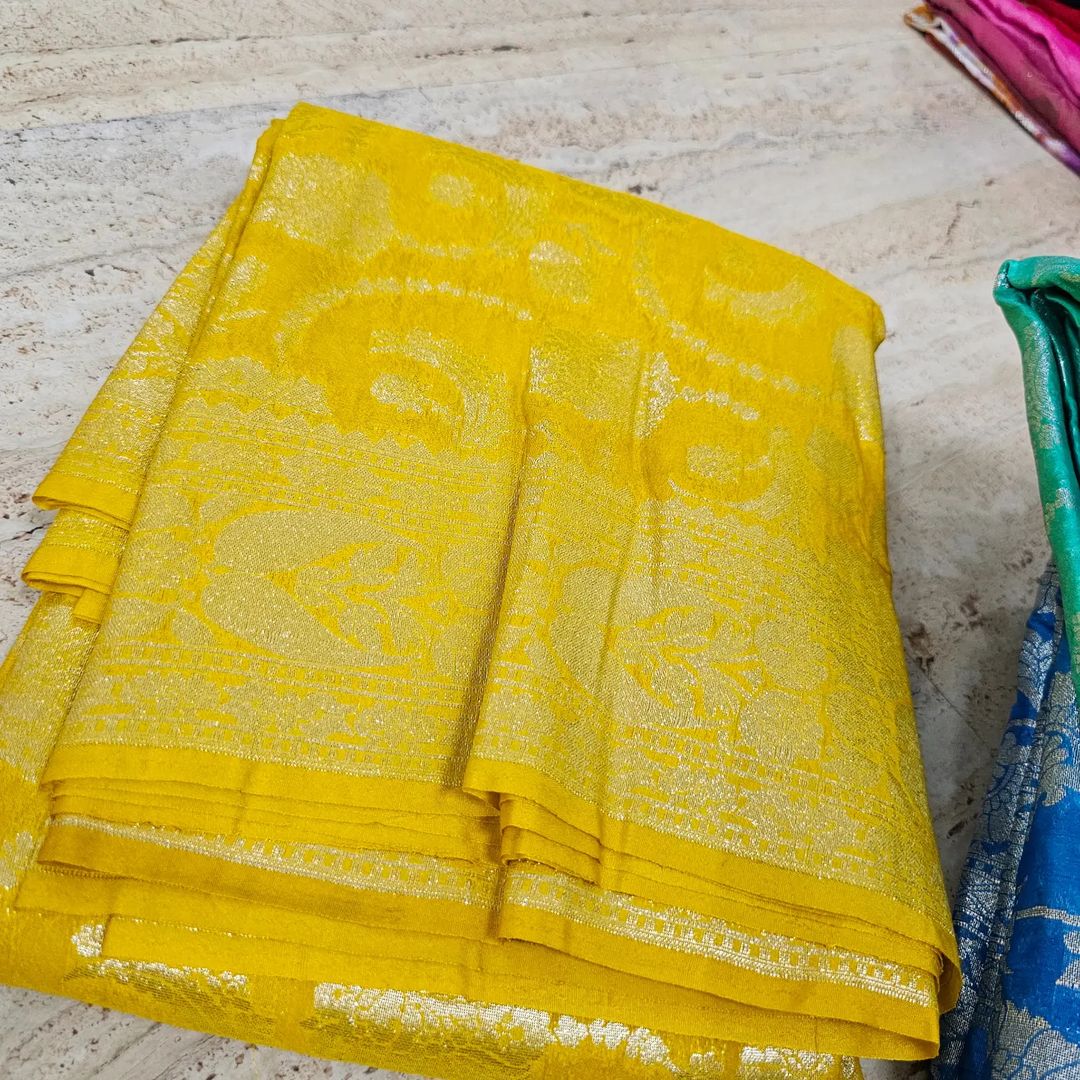 Yellow Soft handloom katan silk saree