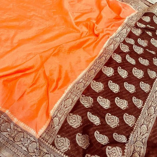 Orange Soft mysore silk saree