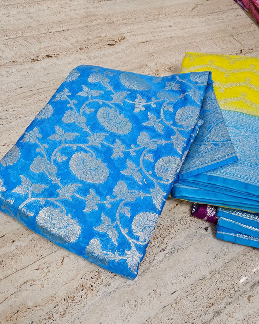 Blue Soft handloom katan silk saree