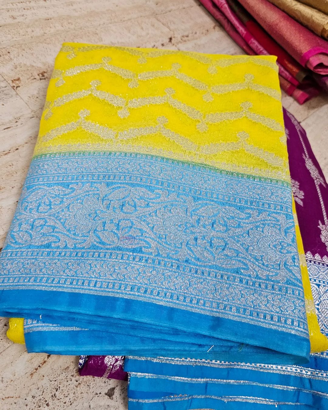 Lemon Yellow Soft handloom katan silk saree