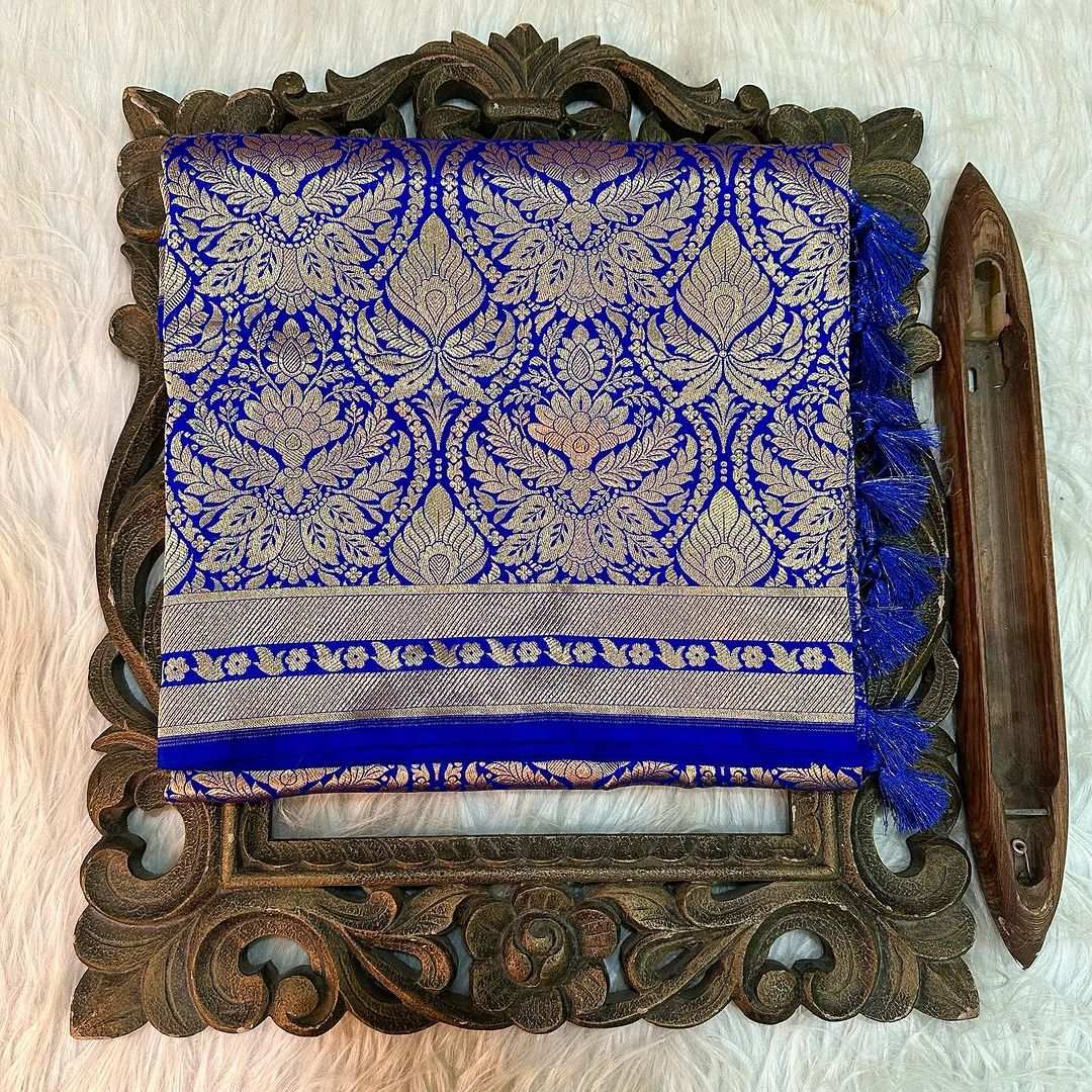 Royal Blue Shade Amazing Pure Katan Silk Banarasi Saree