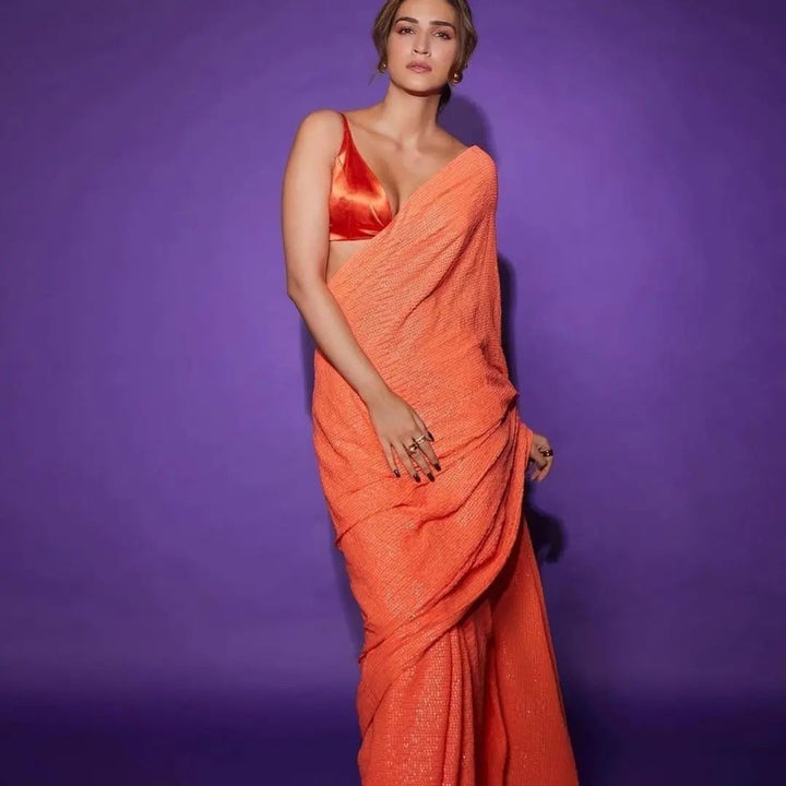 Beautiful Orange Georgette Saree