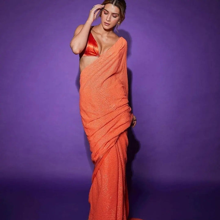 Beautiful Orange Georgette Saree