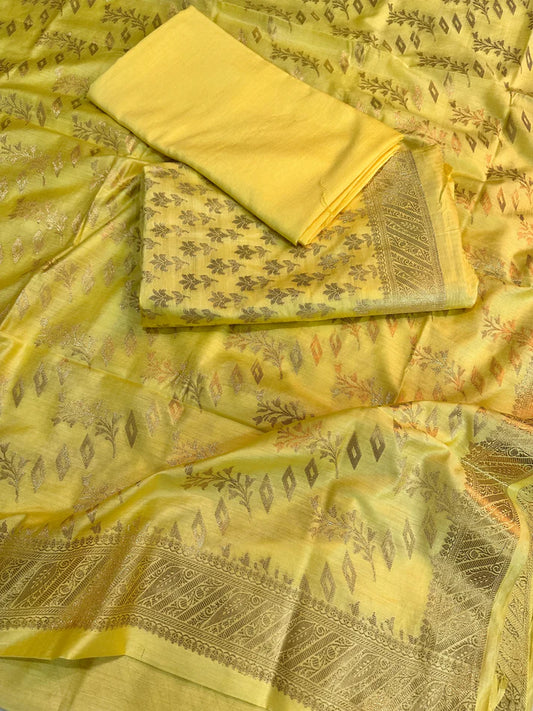 Yellow Banarasi Faux Georgette Suit